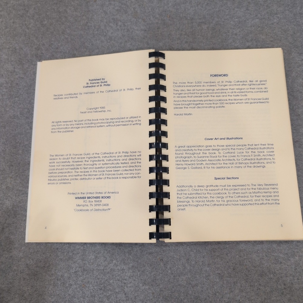 Feast and Fellowship St. Philip Cathedral Atlanta Cookbook 1985 Wimmer Books - Picture 2 of 4